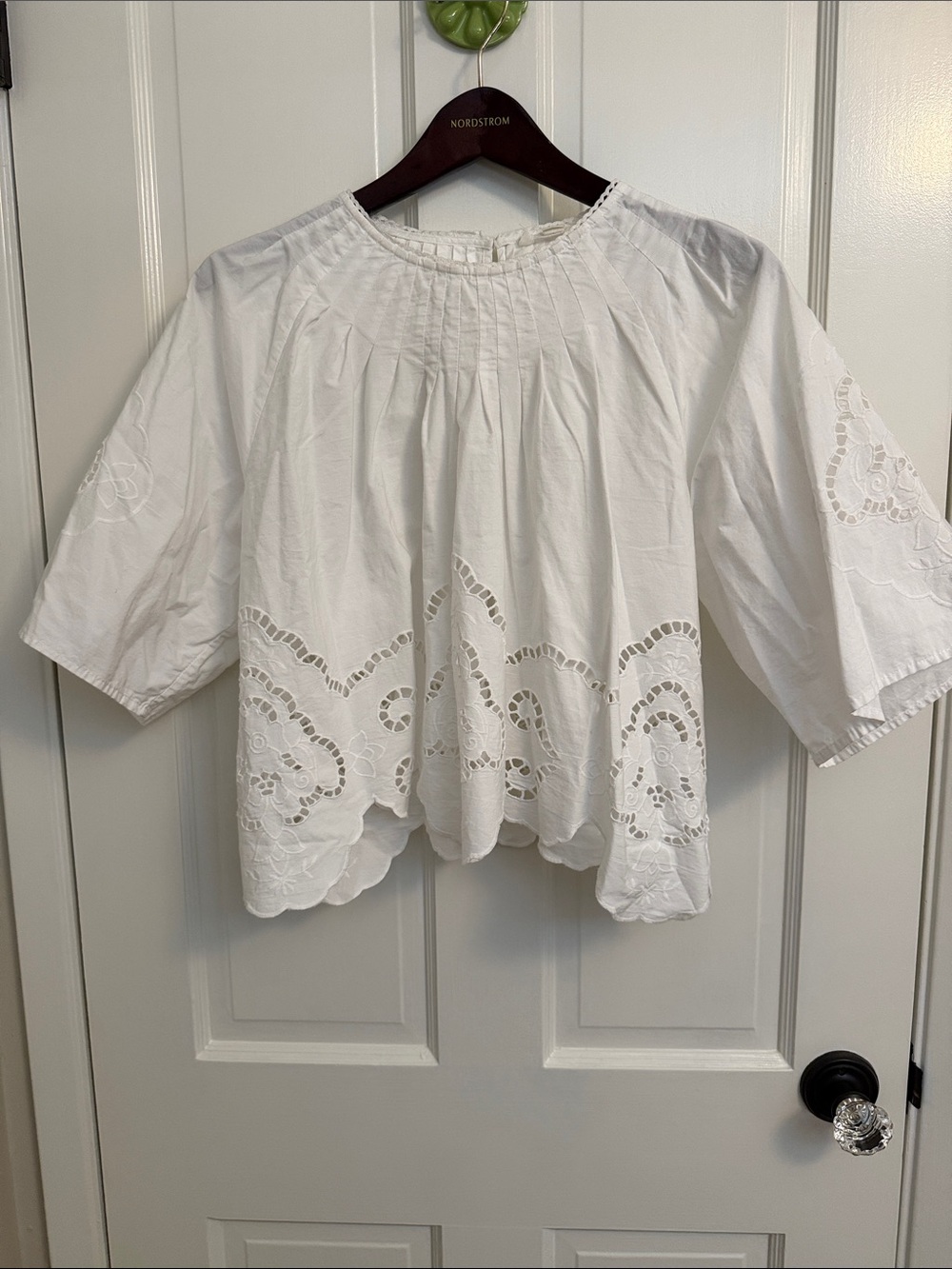 Nordstrom White Eyelet Peasant Blouse - Women's